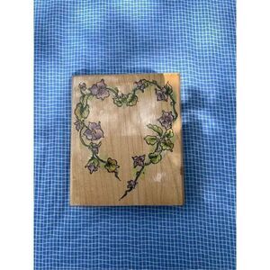 Vintage Rubber Floral Heart Stamp